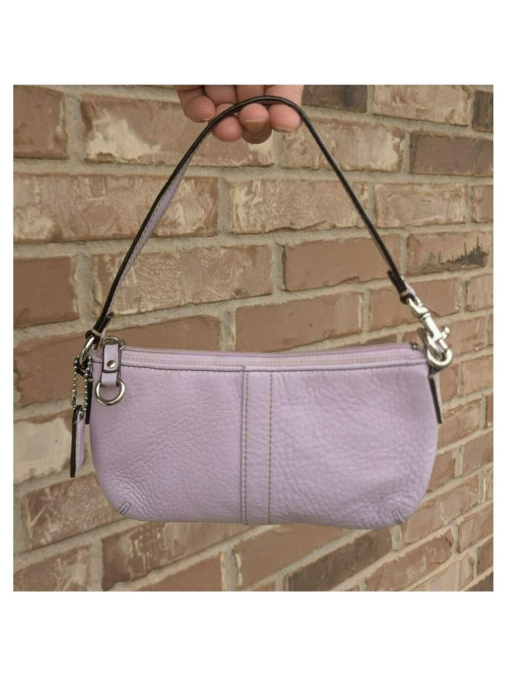 Vintage Y2K Coach Pebbled Leather Wristlet Micro/Mini Bag Lilac/Light Purple